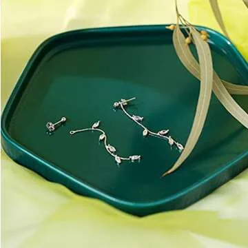 SLUYNZ Solid 925 Sterling Silver Droplet Dangle Earrings Chain for Women Teens Girls Olive Leaf Wedding Dangle Earrings Bridal Earrings (A-Sterling Silver)