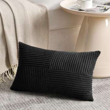 Fancy Homi Decorative Black Lumbar Pillow Covers - 2 Pack