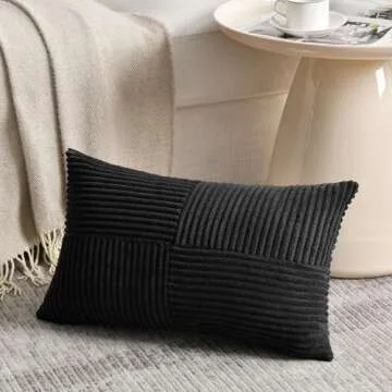Fancy Homi Decorative Black Lumbar Pillow Covers - 2 Pack