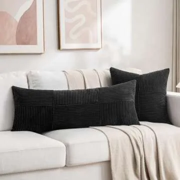 Soft Black Lumbar Pillow Covers for Luxe Home Decor