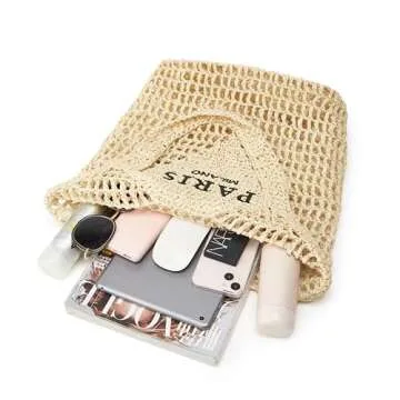 Crochet Straw Bags for Women Knit Tote Bag hobo Bag Hollow Out Summer Purses Trendy Beach Bag