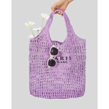 Crochet Straw Bags for Women Knit Tote Bag hobo Bag Hollow Out Summer Purses Trendy Beach Bag