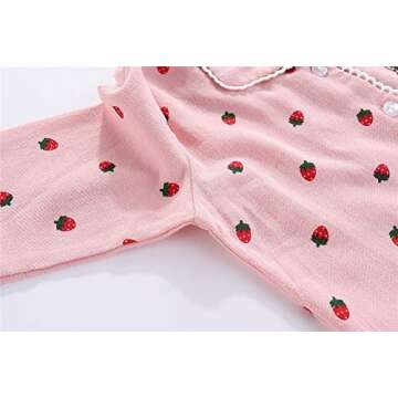 Mud Kingdom Pajamas for Girls Toddler Long Sleeve Sleepwear 100% Cotton Breathable Strawberry Pattern White 5T