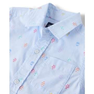 The Children's Place Short Sleeve Poplin Button Down Shirt for Kids
