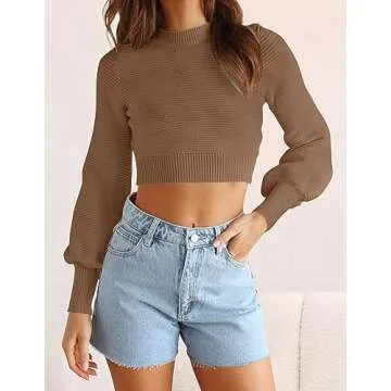 ZESICA Women's Cropped Sweater - Stylish & Cozy for Fall