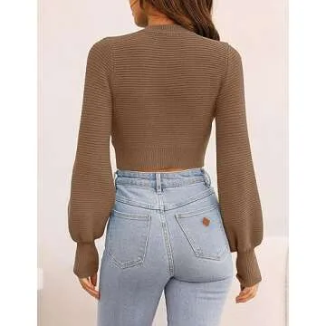 ZESICA Women's Cropped Sweater - Stylish & Cozy for Fall