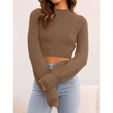 ZESICA Women's Cropped Sweater - Stylish & Cozy for Fall