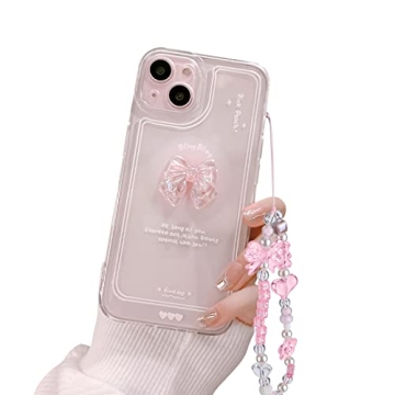 Ownest Compatible for iPhone 13 Cute 3D Pink Bowknot Slim Clear Aesthetic Design Women Teen Girls Ca...