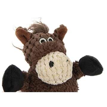 goDog Checkers Just for Me Skinny Horse Squeaky Plush Dog Toy, Chew Guard Technology - Brown, Mini