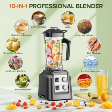 Blenders for Kitchen - Smoothie Blender with Timer and 68oz Dishwasher-Safe Pitcher