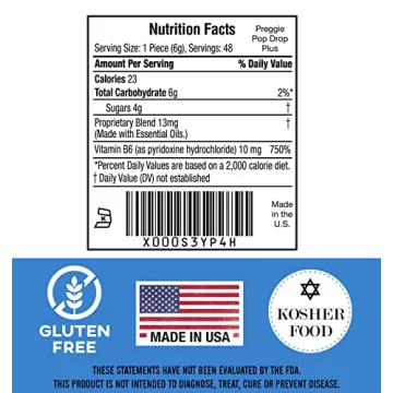 Preggie Pop Drops Plus Fortified with Vitamin B6 - Morning Sickness Relief Fortified with Vitamin B6. Preggie Pops for Relief for Pregnant Women Candy Drops. Sour Raspberry & Sour Lemon 48 Count