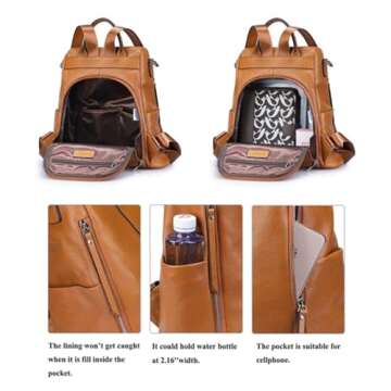 Stylish S-ZONE Leather Backpack Purses for Women