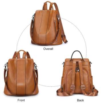 Stylish S-ZONE Leather Backpack Purses for Women