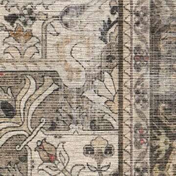 RUGGABLE Kamran Runner Rug - Perfect Vintage Washable Rug for Entryway Hallway Kitchen - Pet & Child Friendly - Stain & Water Resistant - Hazel 2.5'x7' (Standard Pad)