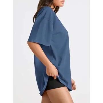 Trendy Queen Womens Oversized Summer T Shirts Blue
