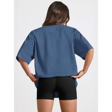 Trendy Queen Womens Oversized Summer T Shirts Blue