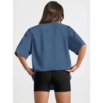Trendy Queen Womens Oversized Summer T Shirts Blue
