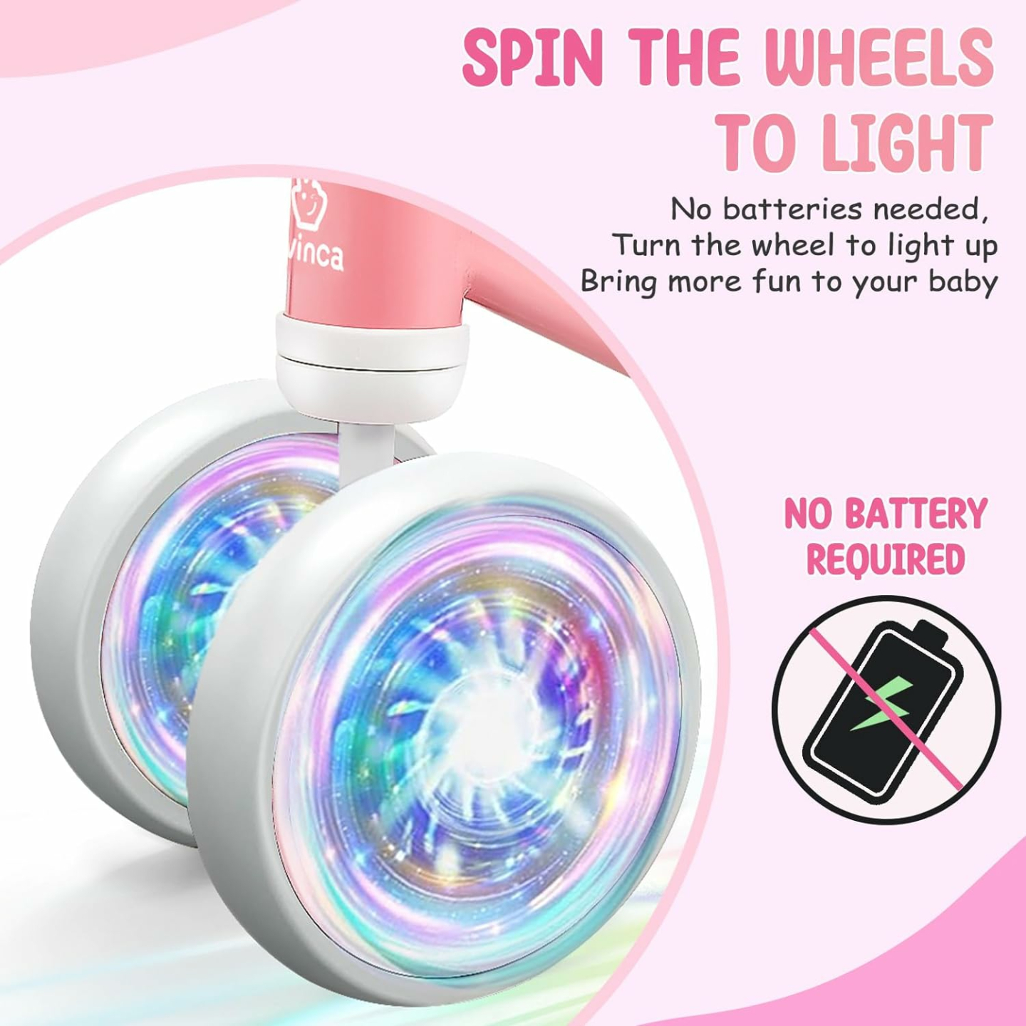 Vvinca Colorful Lighting Baby Balance Bike for Toddlers