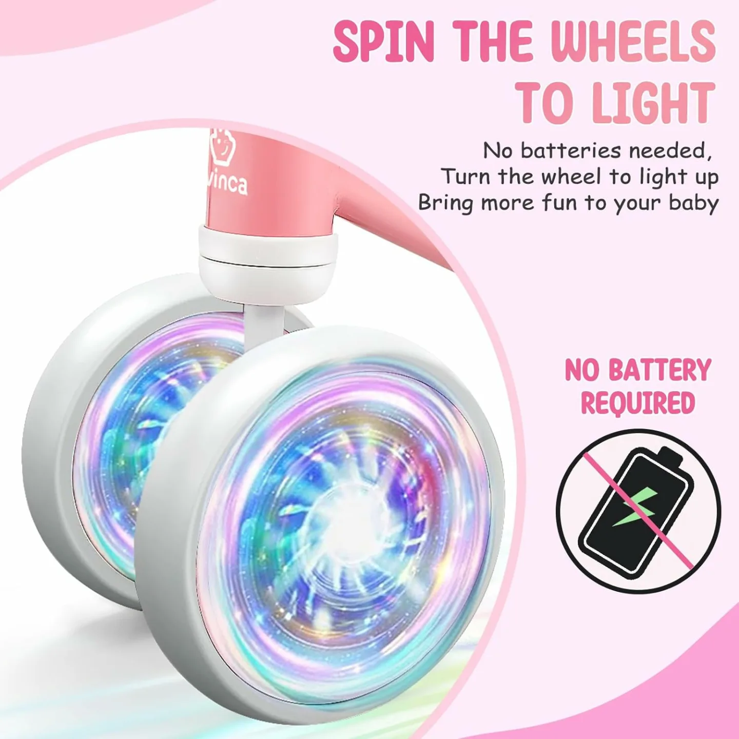 Vvinca Colorful Lighting Baby Balance Bike for Toddlers