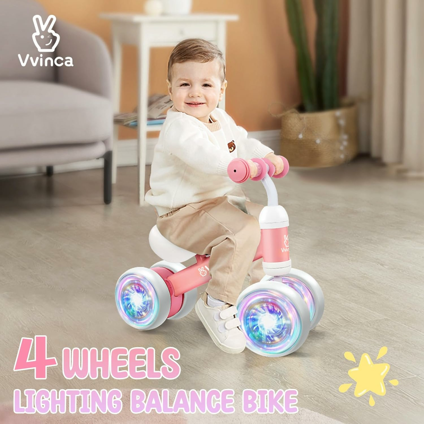Vvinca Colorful Lighting Baby Balance Bike for Toddlers