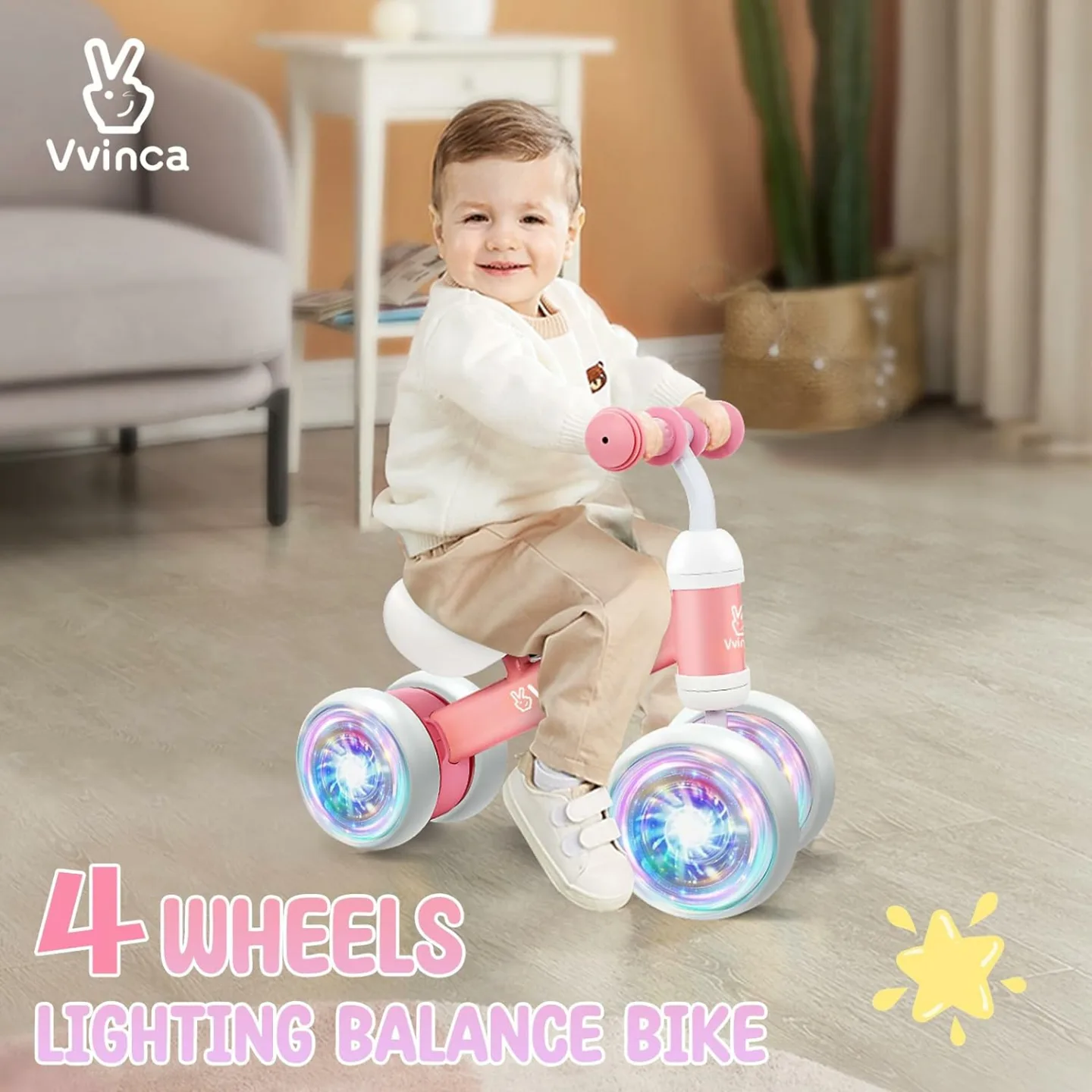 Vvinca Colorful Lighting Baby Balance Bike for Toddlers