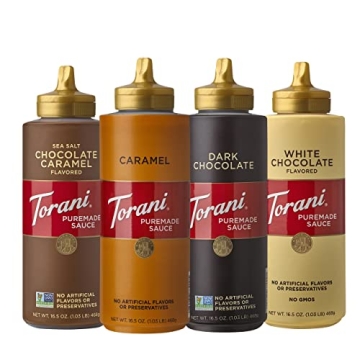 Torani Puremade Sauce Variety Pack - 4 Flavors, 16.5 Ounce Bottles