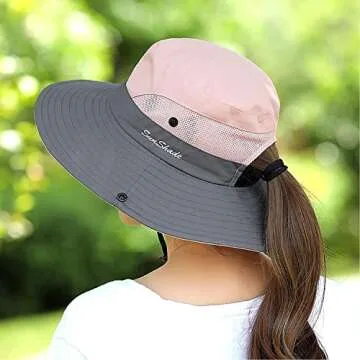 ZOORON Women’s Ponytail Safari Sun Hat - Wide Brim UV Protection
