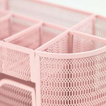 BLU MONACO Pink Desk Organizer - Girlie Desk Accessories - Strong Metal Construction - Office Supply Storage for Home or Office - Desk Organizer Pink - Light Pink Desk Accessories