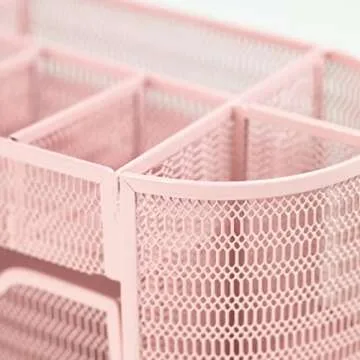 BLU MONACO Pink Desk Organizer - Girlie Desk Accessories - Strong Metal Construction - Office Supply Storage for Home or Office - Desk Organizer Pink - Light Pink Desk Accessories