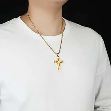 HattiDoris Baseball Cross Necklace for Men Inspirational Bible Verse Cross Pendant Stainless Steel Chain 22+2 inch Baseball Sports Jewelry Baseball Gift for Men Women(G-Our Father)