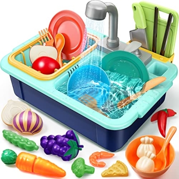 Geyiie Play Sink with Running Water - Kitchen Sink Toys for Kids and Toddlers with Upgraded Faucet, ...
