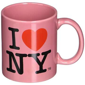 Official Pink I Love NY 11oz Ceramic Mug from New York Mugs Souvenir and Gift Store