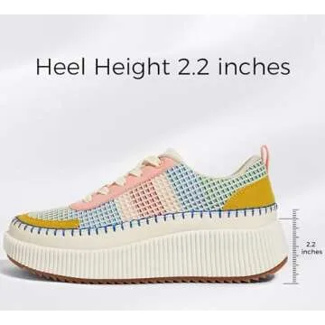 LUCKY STEP Women's Running Shoes Knit Non Slip Walking Trainers Casual Breathable Lightweight Sports Sneakers(Pink/Yellow Multi Knit,9 B(M) US)