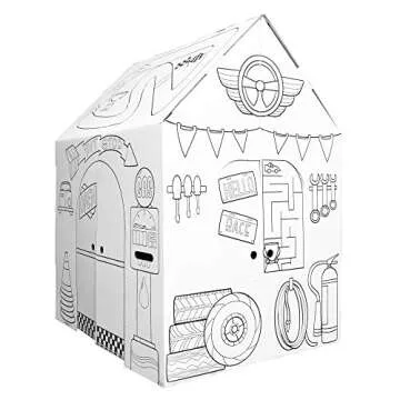 Easy Playhouse Garage - Kids Art and Craft for Indoor and Outdoor Fun, Color Favorite Garage Items– Decorate and Personalize a Cardboard Fort, 32" X 26. 5" X 40. 5" Age 3+