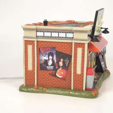 Department 56 Elvira Mistress of The Dark Village Big Time Video Store Lit Building, 6 Inch, Multicolor