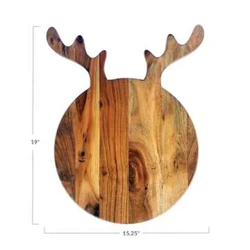 Creative Co-Op Acacia Wood Cheese and Cutting Board with Antlers, Natural