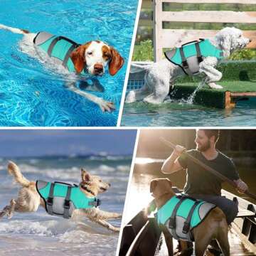Dogcheer Dog Life Jacket, Sports Style Dog Life Vest for Swimming Boating, Reflective & Adjustable Puppy Life Jacket Floating Swim Vest Pet PFD Life Preserver Small Medium Large Dogs(Pine-Green, XS)