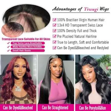Tiwugi 30 Inch Body Wave Lace Front Wigs Human Hair Pre Plucked 13x4 HD Lace Front Wigs Human Hair 180% Density Body Wave Glueless Frontal Wigs Human Hair for Women