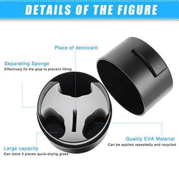 Maitys 2 Pieces Eyelash Glue Container Storage Eyelash Extension Container Glue Jar Sealed Adhesive Container for Women Nail Polish, Beauty Salon, Home DIY or Travel(Black, Pink)