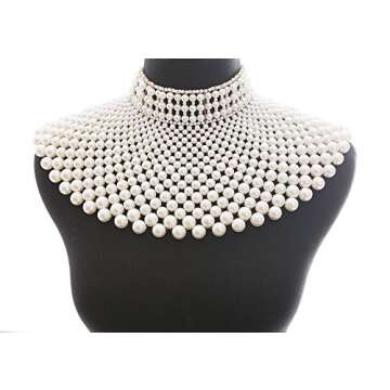 Elegant Handmade Pearl Beaded Statement Necklace