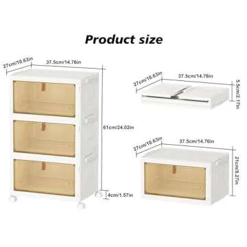 HOMIDEC Closet Organizers and Storage 70Qt 3 Pack Stackable Storage Bins with 1 Lid Closet Organizer Boxes for Clothes Foldable Storage Box for Clothes/Toys/Office Supplies/Snacks(23Qt X 3)