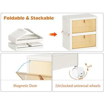 HOMIDEC Closet Organizers and Storage 70Qt 3 Pack Stackable Storage Bins with 1 Lid Closet Organizer Boxes for Clothes Foldable Storage Box for Clothes/Toys/Office Supplies/Snacks(23Qt X 3)