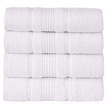 Qute Home 4-Piece Hand Towels Set, 100% Turkish Cotton Premium Quality Towels for Bathroom, Quick Dr...