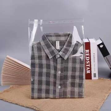 100 Pieces (9x12 Inch) Clear Plastic Bags for Packaging, Clothing & T-Shirts Strong Packing Self Adhesive Cellophane Bag