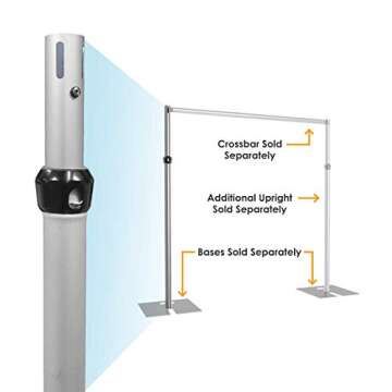 Urquid Linen, (6-10 FT Tall Adjustable Upright Pipe and Drape Hardware for Event Decoration, Backdro...