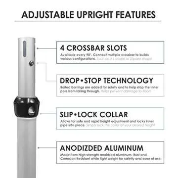 Urquid Linen, (6-10 FT Tall Adjustable Upright Pipe and Drape Hardware for Event Decoration, Backdrops, Photobooths, Tradeshow