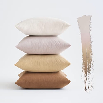 MIULEE Pack of 4 Velvet Throw Pillow Covers Soft Solid Decorative Square Cushion Case for Sofa Bedro...