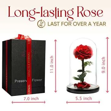 LOVAPPY Forever Preserved Rose - Eternal Rose in Glass Dome - Beauty and The Beast Rose for Mom - Fresh Flowers in Glass (Red, 9 Inch)