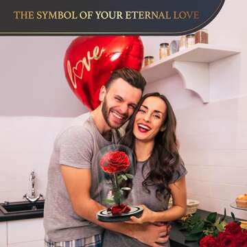 LOVAPPY Forever Preserved Rose - Eternal Rose in Glass Dome - Beauty and The Beast Rose for Mom - Fresh Flowers in Glass (Red, 9 Inch)