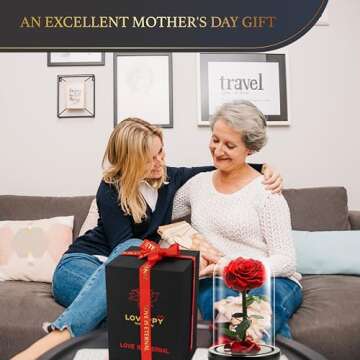 LOVAPPY Forever Preserved Rose - Eternal Rose in Glass Dome - Beauty and The Beast Rose for Mom - Fresh Flowers in Glass (Red, 9 Inch)